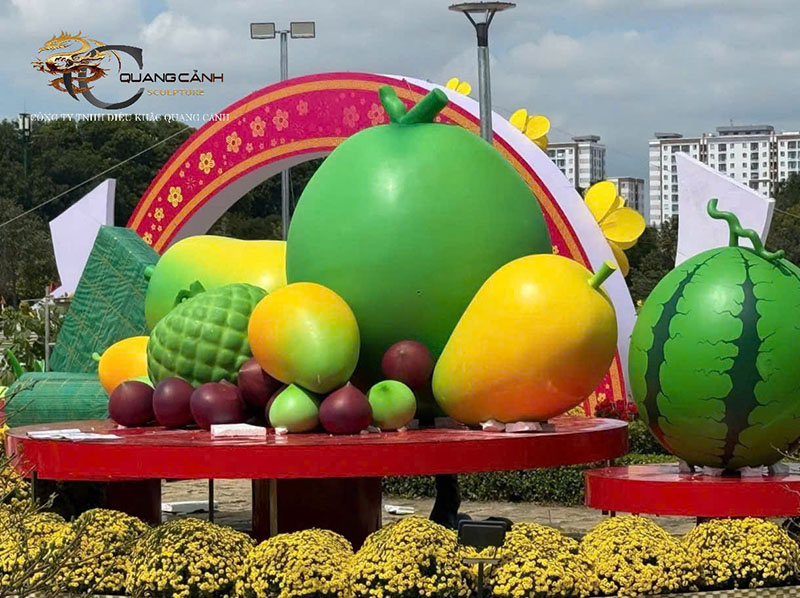 Mô hình dưa hấu Tết 3D mút xốp