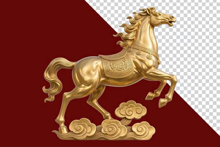 ngựa xốp mạ vàng