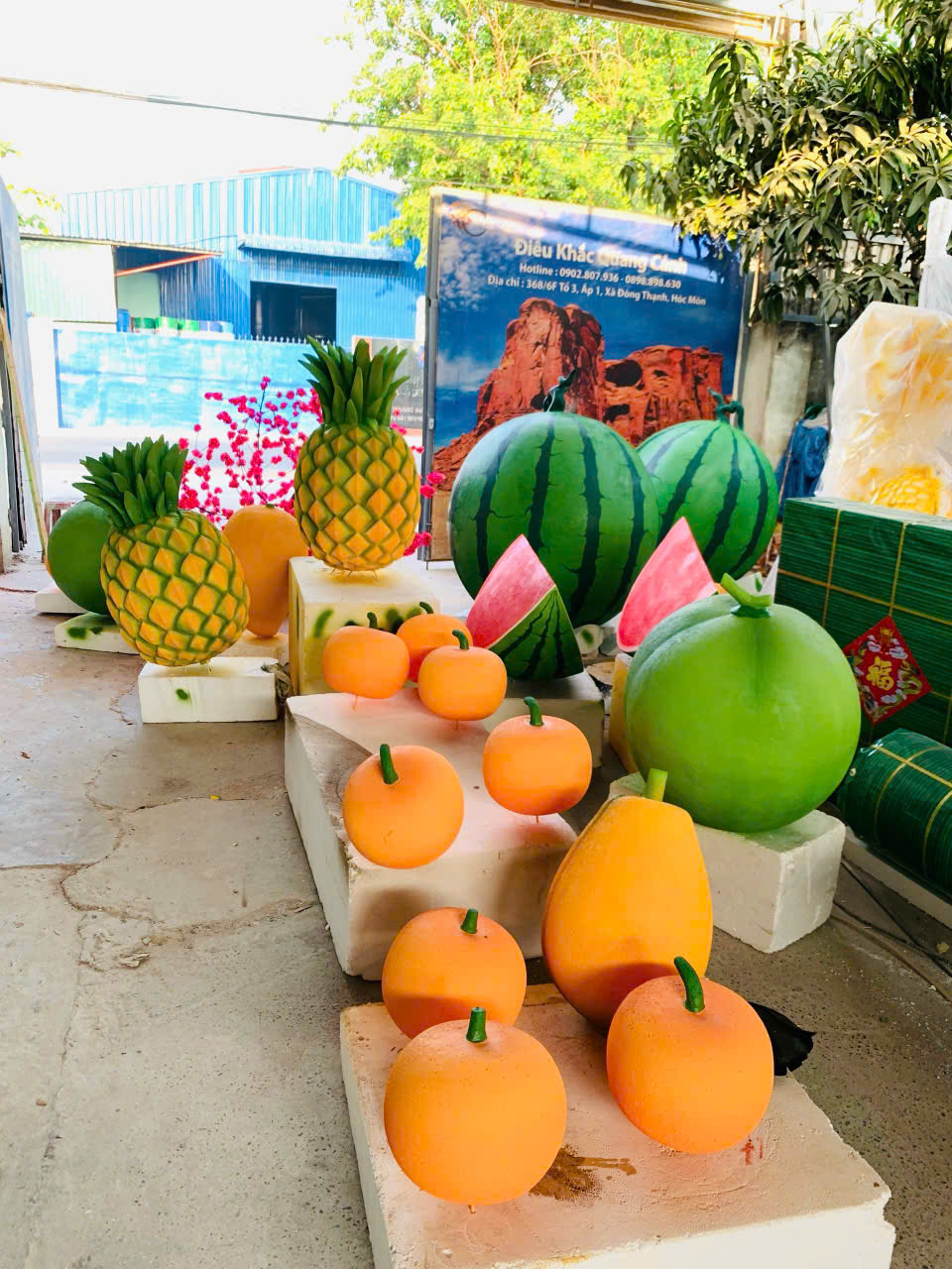 mô hình trái cây bằng mút xốp trang trí tết