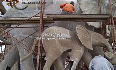 Công Trình Bầy Voi Khổng Lồ Nhựa Composite Đang Hoàn Thiện